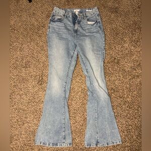 Curved Flare Light Wash Denim Jeans (Forever 21)